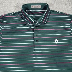 G/FORE Polo Shirt Mens Large Green Striped Golf Performance Short Sleeve Stretch